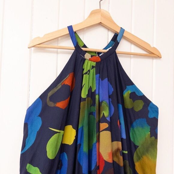 Anthropologie Whit Two Floral Halter Midi Dress Size Large Petite - Picture 4 of 11